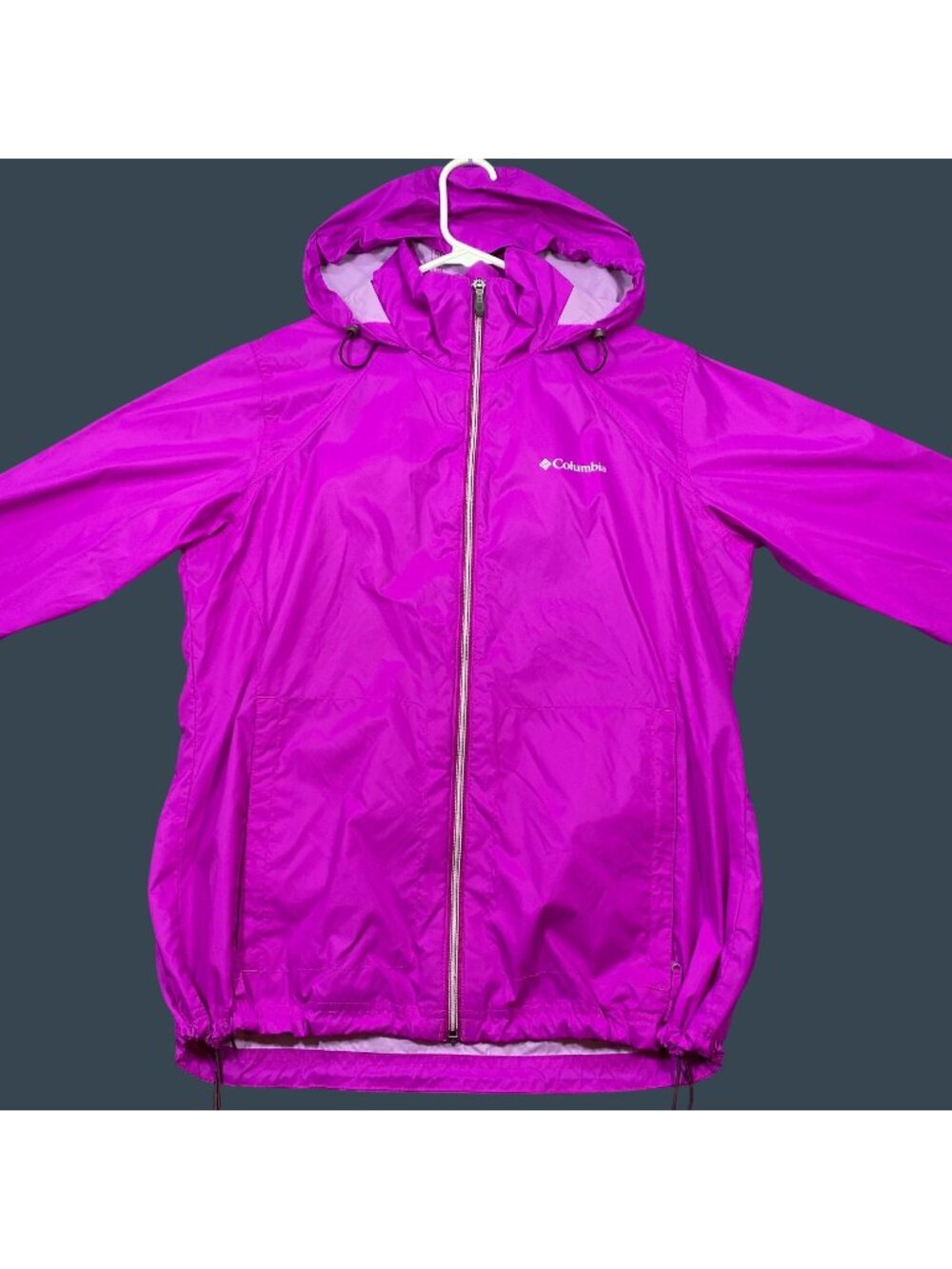 Columbia Womens Lightweight Waterproof Hooded Rain Coat Jacket Purple Size Large